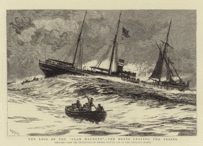 La pérdida del Clan MacDuff, los botes dejando el barco de William Lionel Wyllie